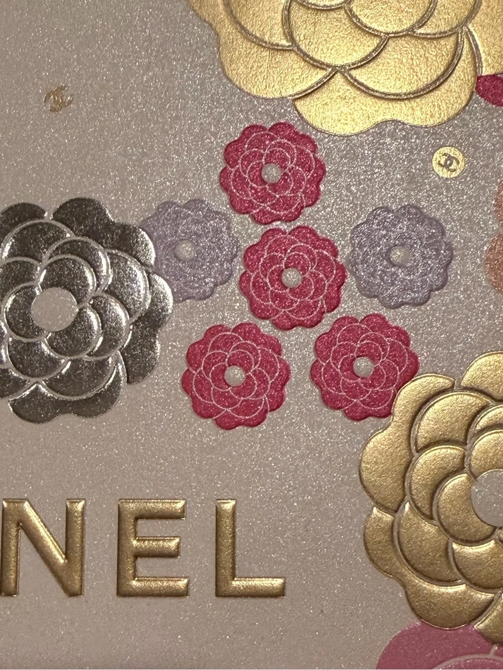 CHANEL Shimmery Pink, Gold, Silver Greeting Card. 🩷🏆🩶🩷🏆🩶